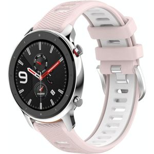 Voor Amazfit GTR 4 Pro 22 mm kruistextuur twee kleuren siliconen stalen gesp horlogeband (roze + wit)