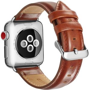 Voor Apple Watch Series 5 & 4 44mm / 3 & 2 & 1 42mm Crazy Horse Texture Top-grain Lederen Watchband(Lichtbruin)