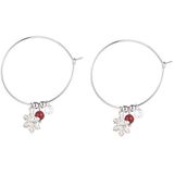 S925 Sterling Silver Sparkling Diamond Red Ball Snowflake Oorbellen kerst oorbellen