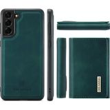For Samsung Galaxy S21 FE DG.MING M1 Series 3-Fold Multi Card Wallet + Magnetic Back Cover Shockproof Case with Holder Function(Green)