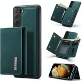 For Samsung Galaxy S21 FE DG.MING M1 Series 3-Fold Multi Card Wallet + Magnetic Back Cover Shockproof Case with Holder Function(Green)