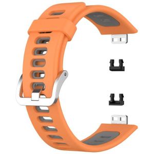 Voor Huawei Watch Fit tweekleurige siliconen vervangende riem watchband (oranje + grijs)
