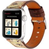 Voor Apple Watch serie 3 & 2 & 1 42mm geel Retro bloem serie muziek Score patroon Wrist Watch lederen Band