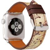 Voor Apple Watch serie 3 & 2 & 1 42mm geel Retro bloem serie muziek Score patroon Wrist Watch lederen Band