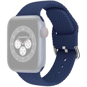 Gevlochten siliconenvervanging horlogebanden met gesp voor Apple Watch Series 6 & SE & 5 & 4 44mm / 3 & 2 & 1 42mm (Cold Sea Blue)