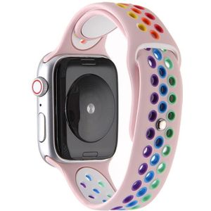 Voor Apple Watch Series 6 & SE & 5 & 4 40mm / 3 & 2 & 1 38mm Rainbow Sport Watchband (Roze)
