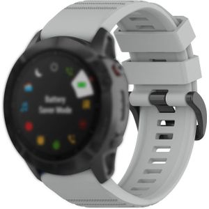 Voor Garmin Fenix 6X 26mm Quick Release Officile Texture Polsband Watchband met Plastic Button (Grijs)