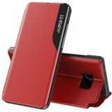 Voor Samsung Galaxy S7 Edge Side Display Magnetic Shockproof Horizontale Flip Lederen behuizing met houder (rood)