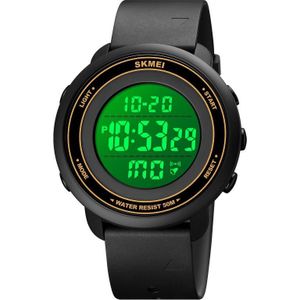 SKMEI 1736 Drievoud Ronde Dial Timing LED Digital Display Lichtgevend elektronisch horloge (goud en wit)