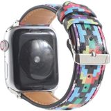 Marmeren etnische stijl bedrukte lederen horlogeband voor Apple Watch Series 6 & se & 5 & 4 44mm / 3 & 2 & 1 42mm (print digitaal)