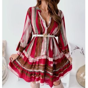 Lange mouwen jurk (kleur: rood maat: L)