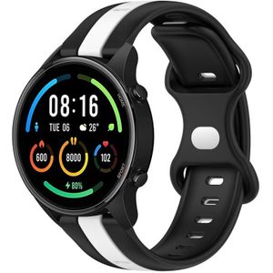 Voor Xiaomi MI Watch Sport 22 mm vlindergesp tweekleurige siliconen horlogeband (zwart + wit)