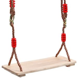 Volwassen kinderen indoor outdoor houten swing vier plank swing  willekeurige kleur levering (rood)