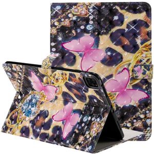 3D Painted Pattern Horizontal Flip Leather Case met Holder & Card Slots & Wallet & Sleep / Wake-up Functie IPad Air 2020 10.9 /iPad Pro 11 2020 / 2018(Pink Butterfly)