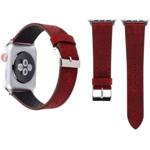 Voor Apple Watch Series 3 & 2 & 1 38mm eenvoudige mode lederen gat patroon horlogebandje (rood)
