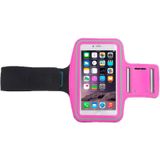 iPhone 6 Plus & 6S Plus Sport armband Hoesje met koptelefoon opening en opbergruimte voor sleutel (hard roze)