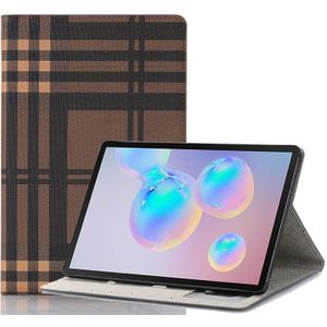 Voor Galaxy tab S6 T860/T865 geruite textuur horizontale Flip lederen draagtas met houder & kaartsleuven & portemonnee (koffie)