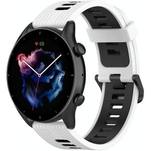 Voor Amazfit GTR 4 / GTS 4 / GTR 3 22 mm streep tweekleurige siliconen roestvrijstalen gesp horlogeband (wit zwart)