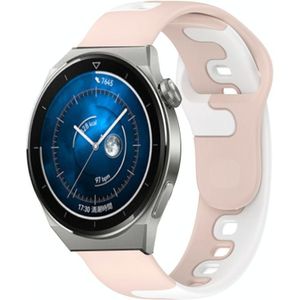 Voor Huawei Watch GT3 Pro 43 mm 20 mm dubbele kleur siliconen horlogeband (roze + wit)