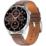 HD3 1 32 inch Hartslagmonitoring Smart Watch met betalingsfunctie (zilver leer)