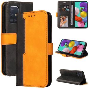 Voor Samsung Galaxy A71 4G Business Stitching-Color Horizontal Flip PU Lederen Case met Houder & Card Slots & Fotolijst (Oranje)