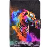 Voor Amazon Kindle Fire 7 2022 Gekleurde Tekening Smart Leather Tablet Case(Tiger)