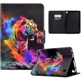 Voor Amazon Kindle Fire 7 2022 Gekleurde Tekening Smart Leather Tablet Case(Tiger)