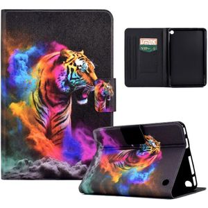 Voor Amazon Kindle Fire 7 2022 Gekleurde Tekening Smart Leather Tablet Case(Tiger)