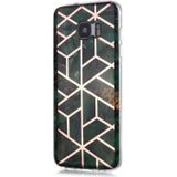 Voor Galaxy S7 edge Plating Marble Pattern Soft TPU Protective Case(Groen)