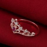 Vrouwen Crystal Ring Fashion Love hart kroon Rhinestone Ring(Red diamond)