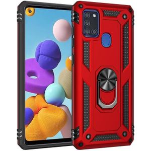 Voor Samsung Galaxy A21s Schokbestendige TPU + PC Beschermhoes met 360 Graden Roterende Houder (Rood)