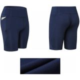 High Elastic Medium High Waist Fitness Oefening Snel drogend zweet Wicking strakke shorts met pocket (kleur: marinegrootte:S)