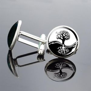 5 Paren Boom van het Leven PatroonCufflinks Metallic Shirt Ornamenten Mannen Kleding Sieraden (Reflectie)