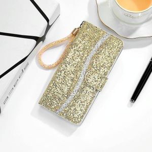 Voor Xiaomi Redmi Note 10 Pro Glitter Poeder Horizontale Flip Lederen Case met Kaart Slots &Amp; Lanyard (Goud)