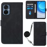 Voor Tecno Camon 19 Neo Crossbody 3D Relif Flip Lederen Telefoon Case (Zwart)