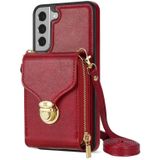 Voor Samsung Galaxy S22 5G Rits Hardware Kaart Portemonnee Telefoonhoesje(Rood)