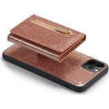 Voor iPhone 11 Pro Max DG.MING M3-serie Glitter Powder Card Bag Leather Case (Rose Gold)