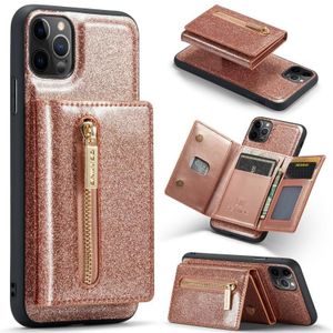 Voor iPhone 11 Pro Max DG.MING M3-serie Glitter Powder Card Bag Leather Case (Rose Gold)