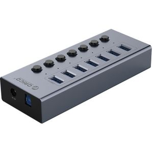 ORICO BT2U3-7AB-GY-BP 7 poorten USB 3.0 HUB met individuele schakelaars (UK-stekker)