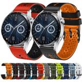 Voor Huawei Watch GT3 46 mm 22 mm geperforeerde tweekleurige siliconen horlogeband (wit + blauw)