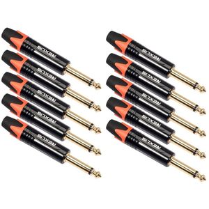 10 STKS TC202 6.35 mm vergulde mono geluid lassen audio adapter plug (oranje)