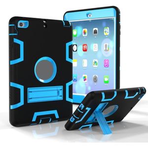 Voor iPad Mini 5 / 4 Schokbestendige PC + Siliconen beschermhoes  met houder(Zwart Blauw)