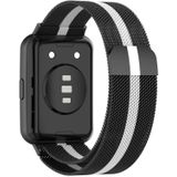 Voor Huawei Watch Fit 2 Milan magnetische roestvrijstalen horlogeband (zwart wit)