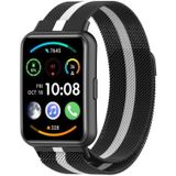 Voor Huawei Watch Fit 2 Milan magnetische roestvrijstalen horlogeband (zwart wit)