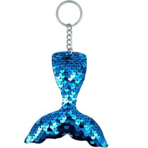 10 stks Reflecterende zeemeermin sleutelhanger Pailletten Mermaid Tail Accessoires Auto Bagage Hanger (blauw 2)