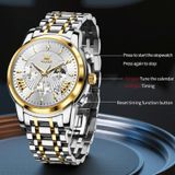 OLEVS 2892 Heren multifunctioneel zakelijk waterdicht quartz horloge (wit + goud)