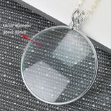 Metalen Ketting Ronde Uitbreiding Spiegel Glazen Lens Ketting Vergrootglas(Zilver)