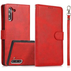 For Samsung Galaxy Note10 Calf Texture 2 in 1 Detachable Magnetic Back Cover Horizontal Flip Leather Case with Holder & Card Slots & Wallet & Photo Frame(Red)