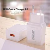 ENKAY Hat-Prince T006-1 18W 3A QC3.0 Snellaadstroomadapter EU Plug Portable Travel Charger met 3A 1m Micro USB-kabel