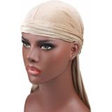 Fluweel tulband cap lange staart piraat Hat chemotherapie Cap (beige)